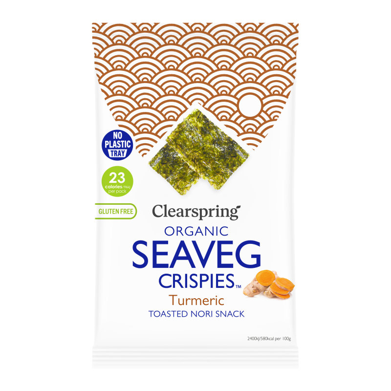 Seaveg Crispies (gerösteter Nori Snack) - Kurkuma, BIO, Clearspring, 4g